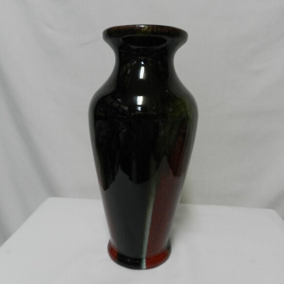 Vintage Chinese Art Pottery Flambe Glazed Red Oxblood 13.5"  Tall Vase ombre - Picture 6 of 12